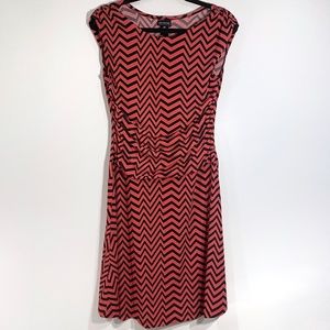 En Focus Petite Geometric Chevron Pattern Short Sleeve Casual Dress Womens 12P